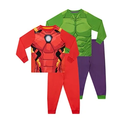Bild av Marvel PJs för pojkar Avengers Pyjamas Barn Hulk och Iron Man Pyjama Multipack