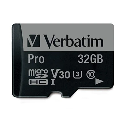 Bild av Verbatim Pro U3 micro SDHC minneskort med adapter, 32 GB, datalagring för 4K Ultra HD videoinspelning, SD kort i svart, perfekt actionkameror, videokameror, smartphones och surfplattor