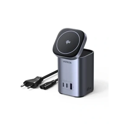 Bild av USB C laddare 65W, UGREEN Nexode Qi2 15W strömförsörjning GaN trådlös 4 i 1 laddstation med induktivt laddningsställ kompatibelt MacBook Pro/Air, iPhone 12 16 serien