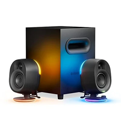 Bild av SteelSeries Arena 7 Belyst 2.1 Gaming högtalare 2 vägs högtalardesign Kraftfull bas, subwoofer Reaktiv RGB belysning USB, Aux, Optisk, Trådbunden Bluetooth PC, PlayStation, Mobil, Mac