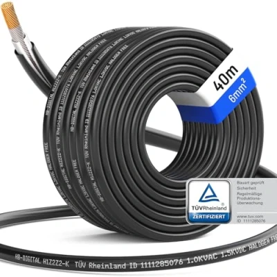 Bild av hb digital solkabel H1Z2Z2 K 40m TÜV Rheinland testad 6 mm² UV beständig flexibel ren koppar 1500V solcellsförlängningskabel för solpanel växelriktare laddningsregulator svart
