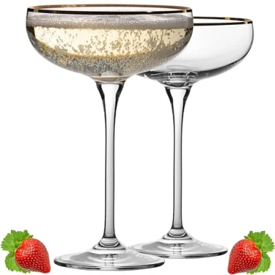 Bild av IMPERIAL champagneglas med guldkant, 270 ml champagneglas, set i 2 delar, av Crystalline glas, vintageglas