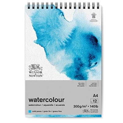 Bild av Winsor &amp; Newton 6662579 Classic akvarellpapper i spiralbindning 12 ark DIN A4, 300 g/m², kallpressat, lätt texturerat vitt papper arkiverbar kvalitet, gulbeständigt