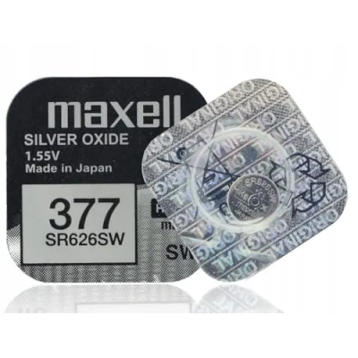 Bild av 2 x Maxell 377 SR626SW silveroxid 0 % kvicksilverklockbatterier [paket med 2]