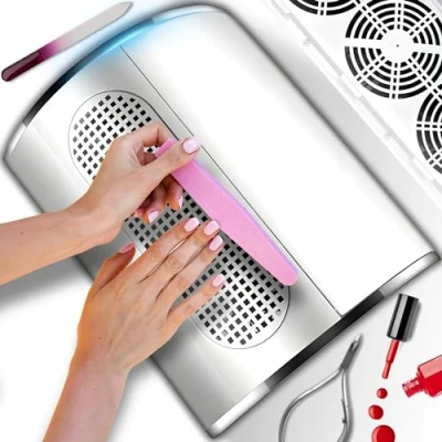 Bild av Retoo nageldammsugare professionell 40 W, för akrylnaglar, gelnaglar, kallusborttagning, kraftfull manikyrpedikyr, personlig nagelstudio, vit