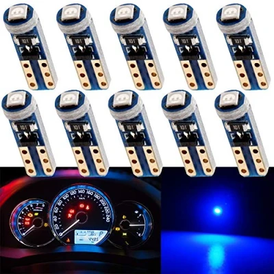 Bild av GLL 10 st Blå T5 LED Lampor 3030 1 SMD för Bilens Interiör Hastighetsmätare Instrumentbräda Instrument Mätare Kluster Indikator Ljus Panel Lampa