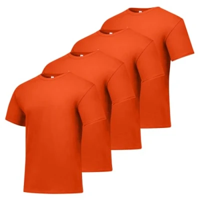 Bild av Hanes T shirt för män, Essential bomull 4 pack, Our Best Short Sleeve shirt, supermjuk bomull, multipack, Orange, L
