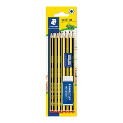 Bild av Staedtler 120S1BK10D Noris Bleistift HB Set mit Radierer und Spitzer auf Blisterkarte, 10 Stück