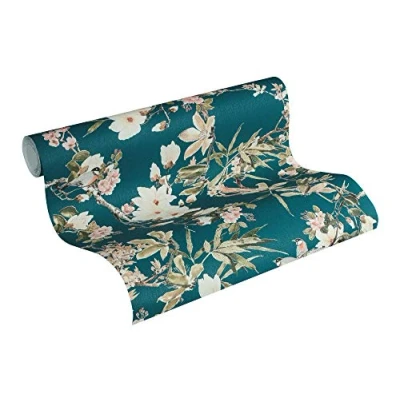 Bild av Michalsky Living Icke vävd tapet Dream Again med blommor 10,05 m x 53 cm blå grön rosa tillverkad i Tyskland 364984 36498 4