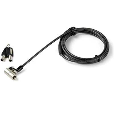 Bild av StarTech.com 2m (6.5&#039;) 3 i 1 Universal Laptop Cable Lock, Keyed Laptop/Desktop Security Lock Compatible w/ K Slot, Nano &amp;amp Wedge Slot Computer, Anti Theft Steel Keys 2.03 m
