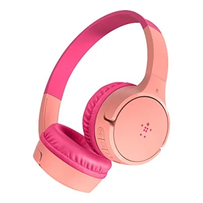 Bild av Belkin SoundForm Kids trådlösa hörlurar med inbyggd mikrofon, utanpåliggande headset för onlineutbildning av flickor och pojkar, skola, resekompatibel iPhone, iPad, Galaxy fler Rosa
