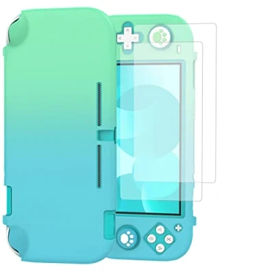 Bild av TiMOVO Case Compatible with Nintendo Switch Lite 2 Screen Protectors &amp; 4 Joystick Caps, Shock Proof Protective Cover Accessories, Blue + Green