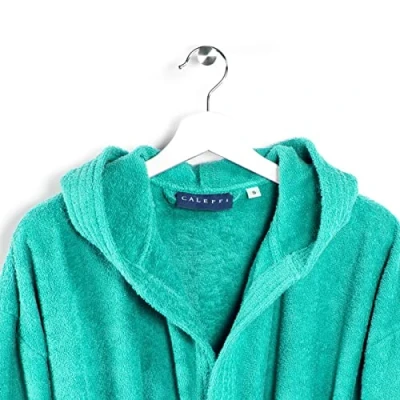 Bild av Caleffi MINORCA morgonrock för vuxna, kvinnor/män/unisex med huva, 100% mjuk frottébomull, 400 gsm, maskintvättbar 40 + torktumlare, storlek XL färg mint
