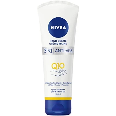 Bild av NIVEA 3 i 1 anti Age Q10 handkräm (100 ml), rynk, och UV filter, vårdande kräm för normal till torr hud