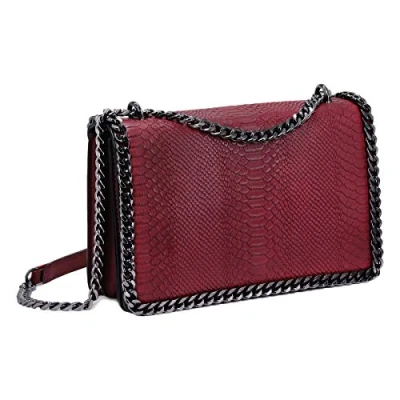 Bild av CRAZYCHIC Dam Axelväska Quiltad Kedja Axelremsväska Orm PU Läder Kuvertväska Handväska Crossbody Bag Messengerväska Mode Elegant Röd