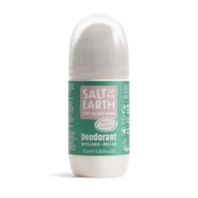 Bild av Natural Deodorant Roll On by Salt of the Earth, Melon &amp; Cucumber Refillable, Vegan, Long Lasting Protection, Leaping Bunny Approved, Made in UK 75ml