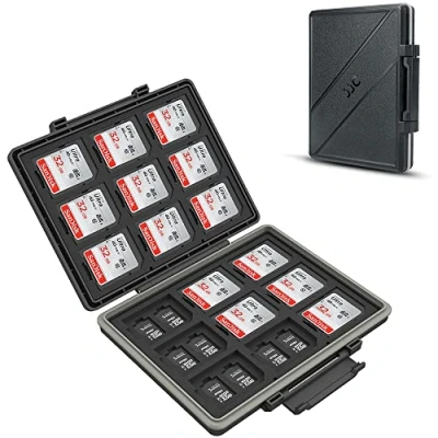Bild av JJC 45 fack minneskort fodral vattentålig för SD, Micro SD/TF, CFexpress typ A, B, XQD SD korthållare box plånbok