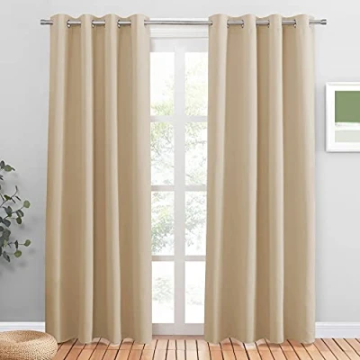 Bild av Pony Dance gardiner mörkläggning barnrum gardin öljettskynke sovrum barn termiska värmeisolerande, 2 stycken H 210 x B 132 cm, Biscotti beige