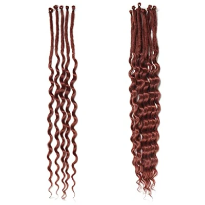 Bild av Curly Ended Thin 0.6cm Dreadlock Extensions 20 Tum Syntetiska Vågiga Dreadlocks SE Mjuka Förloppsformade 15 Strängar