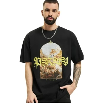 Bild av Upscale by Mister Tee PRAY Painting Tshirt med print, Storlek: Large, Black