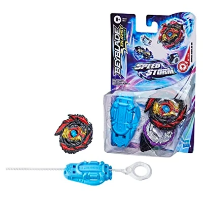 Bild av Hasbro Beyblade Burst Surge Speedstorm Demise Devolos D6 Spinning Top startpaket balanstyp stridsspeltopp med launch, leksak för barn