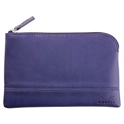 Bild av Rhodia 116537C Rhodiarama pochette zippé en simili cuir italien taille S (11x17 cm) BLEU NUIT