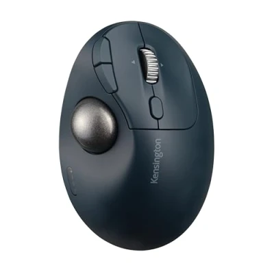 Bild av Kensington Pro Fit Ergo TB550 styrkulamus, uppladdningsbart batteri, trådlös Bluetooth mus, ergonomisk 34 mm styrkula med 4D rullring, tillverkad av upp till 51% återvunnen plast (K72196WW)