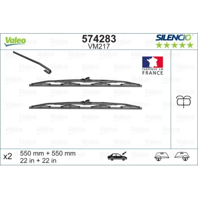 Bild av Balai d&#039;essuie glace Valeo Silencio, Silencio Conventional Set 574283 avant Standard avec gicleur intégré PEUGEOT: 405 II Berline, I Berline