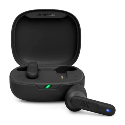 Bild av JBL Vibe Flex, trådlösa Bluetooth hörlurar, drivrutiner 12 mm, 32 timmars uppspelning, vattentät och dammtät, IP54 svart