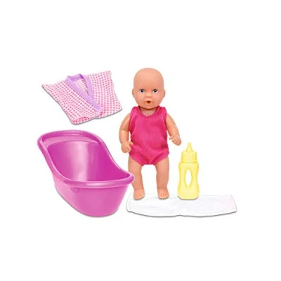 Bild av Simba 105033218 nyfödd babyset, full vinyldocka med drick och våtfunktion, badrock, handduk, flaska badkar, 12 cm, från 3 år