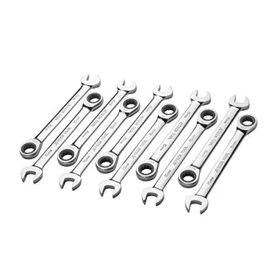 Bild av Jetech 15 mm spärrkombinationsnyckel (10 pack) metrisk industriell kvalitet Cr V stål växelnyckel i polerad kromfinish
