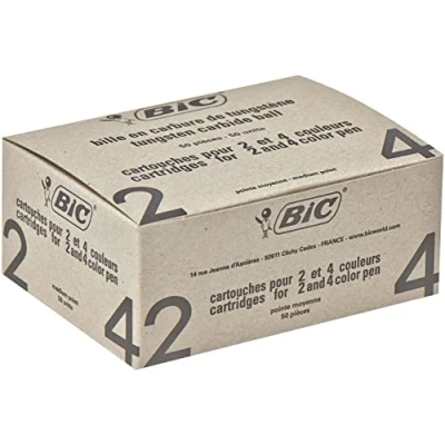 Bild av BIC Kulspetspatroner i 4 färger, 50 pack, dokumentäkta bläck, linjetjocklek 0,4 mm