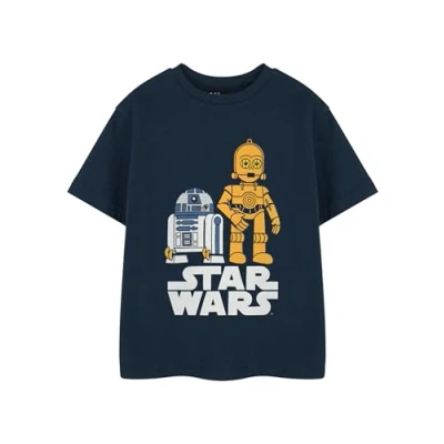 Bild av Star Wars Pojkar blå grafisk T shirt R2 D2 &amp; C 3PO kortärmad Droidkläder för barn Officiellt licensierad filmvaror Sci Fi topp