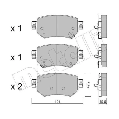 Bild av METELLI 22 1159 0 Jeu de plaquettes frein avec indicateur d&#039;usure MAZDA: 6 Break, Berline