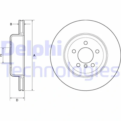Bild av DELPHI BG4752C Disque de frein 345 24 5 ventilé revêtu à haute teneur en carbone sans roulement roue, bague ABS BMW: 3 Berline, Touring