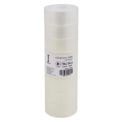 Bild av memobe Amex tejp transparent universalband skola kontor arbete självhäftande film resistent hållbar klar tesafilm med akryllim mångsidiga rullar 18 mm x 10 m, 8 st.