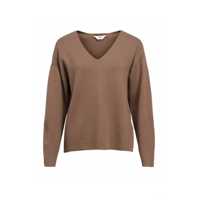 Bild av Object Objreynard Vneck FAIR Stickad tröja, Storlek: XS, Morel