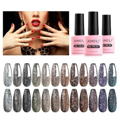 Bild av AIMEILI UV LED Gel lack Nagellack, Polish Set, Soak Off Nail Polish,Nail Art Colour Set 12 st X 8 ml Presentpaket 27