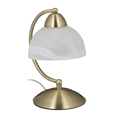 Bild av Relaxdays Bord touch, retrodesign, E14 fattning, dimbar sänglampa, glas och järn, HBT 25 x 15 19 cm, guld