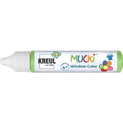 Bild av KREUL 24412 Mucki Window Color, ljusgrön, 29 ml penna, vattenbaserad fönsterfärg, parabenfri, glutenfri, laktosfri, vegansk, lätt att måla, tvättbar