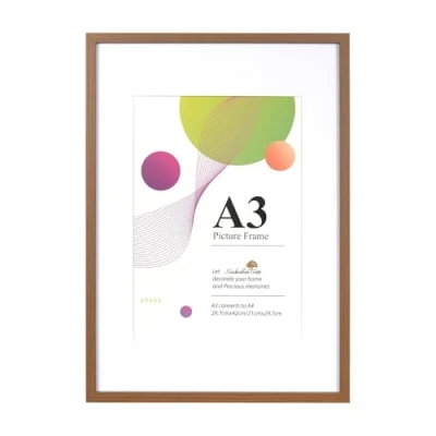 Bild av Scholar Tree A3 ram 1 pack brun ram, bruna bildramar 29,7 x 42 cm, fotoramar i trä med A4 montering, vägghängande
