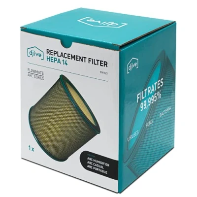 Bild av djive ersätter HEPA 14 filter kompatibel med ARC Casual, Humidifier, Portable luftrenare, H14 tillbehörsfilter eliminerar 99,995% av dammpartiklar, pollen och fint damm, för allergiker, vit