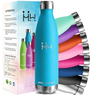 Bild av HoneyHolly Termisk flaska, 18/8 Rostfritt stål Flaska 1 000 ml BPA fri vattenflaska Gym, Isolerad Undervatten, Droppsäker, Termosflaska, för Skolan, Sport, Kontor
