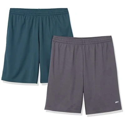 Bild av Amazon Essentials Men&#039;s Performance Tech shorts med lös passform (finns i Big &amp; Tall), Pack of 2, Kolsvart/Mörkgrön, S