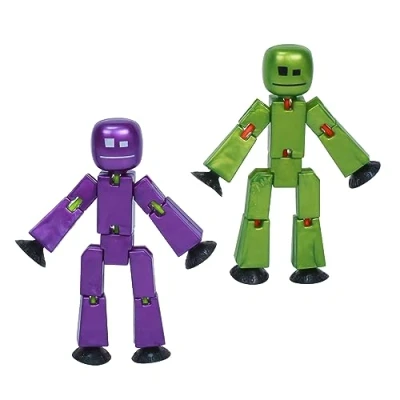 Bild av Zing StikBot Dual Pack Inkluderar 2 StikBots Samlarobjekt actionfigurer och tillbehör, Stop Motion Animering, Åldrar 4 uppåt (metall aubergine metallisk oliv)