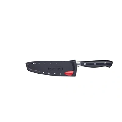 Bild av MasterClass Santoku kniv med Inbyggd Vässare i Fodralet, Japansk Kockkniv EdgeKeeper teknologi, Rostfritt Stål, 12 cm