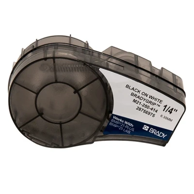 Bild av Brady (M21 250 414) BradyGrip, tryckbart kardborrband för BMP21 PLUS; LAB; 6,35 mm x 3,048 m svart på vitt