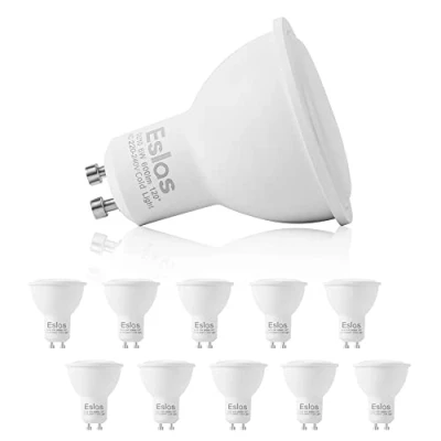 Bild av Eslas LED GU10 Lampor, Kallvitt 6000K, 6W 600LM, Motsvarar 60W, 120 strålningsvinkel, CRI&gt;80+, Ej dimbar, 10 Stycken