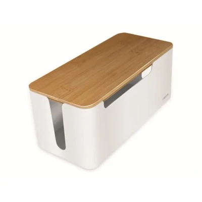 Bild av LogiLink KAB0075 kabellåda medium (320 x 140 130 mm), vit med bambulock