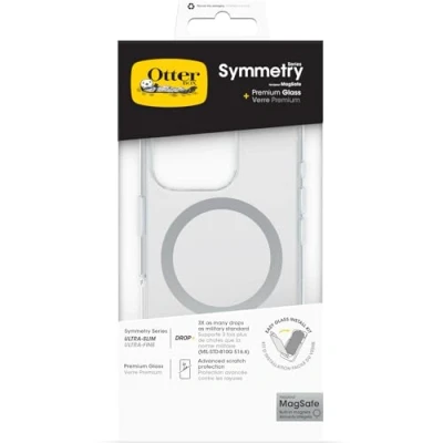 Bild av Otterbox Drop Protection Bundle för iPhone 16 Pro; Symmetry Series Clear MagSafe skal testad till militärstandard x3 och Premium Glass skärmskydd, Klar